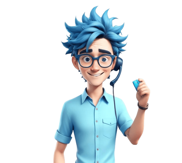 mascote representando um telefonista de atendimento