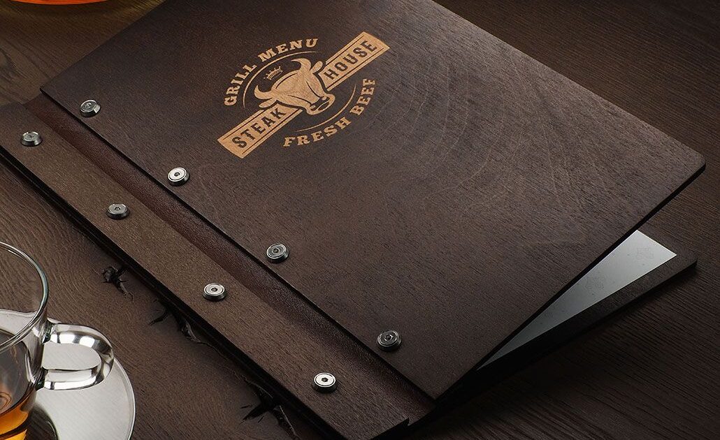 Menu premium de madeira